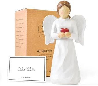 Figuras de Ángeles con corazón en forma de de la Guarda para Mujeres, Estatuas de Ángeles Regalos de Cumpleaños para Mamá Figuras de Ángeles Blancos Regalos de Simpatía una Esperanza Recuerdos y Amor