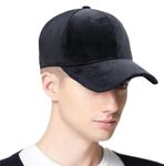 Velvet Fabric Solid Baseball Airhole Casual Cap Men Women Adjustable Sports Hat (Black)