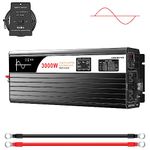 Pure sine Wave Inverter DC12V to AC 120v Pure sine Wave 3000w Solar Power Inverter for Camping Boat (DC12V (Range 10V-15V) 3000W)