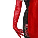 DooWay Women Long Leather Opera Gloves Evening Party Costume Faux Leather Cosplay Dress Accessories 24 inches, Red 60cm, Medium