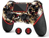 AceGamer Wireless Game Controller for PS4, Custom Golden Skull Design with Anti-Slip Grip,Compatible with PS4/Slim/Pro/PC with Double Vibration/6-Axis Motion Sensor/Audio Function