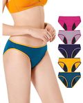 Neione Period Underwear Women Menstrual Panties High-Cut Cheeky Bikini Briefs Modal Leak Proof Undies 5 Pack Macaron S