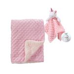 CREVENT Soft Cozy Baby Blankets for Boys Girls + Security Blanket, Set with A Gift Bag Newborn Essentials (Pink)