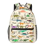 English Alphabet Space School Backpack Waterproof 16 Inch Planet Star Spaceship Astronaut Rocket Backpack for Boys Girls Kids, Dinosaur Alphabet, One Size, Fashionable, Cute