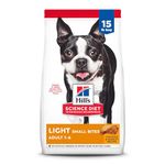 Hill's Science Diet Adult Light Small Bites Dry Dog Food with Chicken Meal & Barley, 15 lb Bag