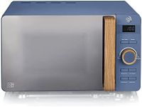 Swan SM22036LBLUN Nordic LED Digital Microwave with Glass Turntable, 6 Power Levels & Defrost Setting, 20L, 800W, Blue