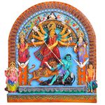 Gifts 'n' Greetings Polyresin Maa Durga with Her Family Show Piece (Multicolour, 53x14x57cm)