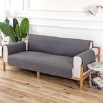 House of Quirk Ultra-Soft Velvet Couch Cover for Triple Seater Couch Sofa Cover for Dogs Water Resistant Furniture Protector Cover with Foam Sticks Elastic Straps (Hash Grey, Triple Seater)