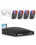 Swann Home DVR Security Camera System with 1TB HDD,1080p 4 Channel 4 Cameras,Indoor or Outdoor Wired Surveillance CCTV,Color Night Vision,Heat & Motion Detection,SwannForce Red&Blue Flashing Lights