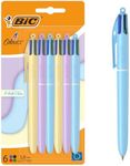 BIC 4 Colours Ballpoint Pen Set in Pastel in, Pack of 6, Ideal for the Office, Home Office or School