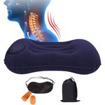 Modiq Inflatable Travel Pillow, Ultralight Camping Pillow with Eye Mask, Ear Plugs and Pouch - Compressible Neck Pillow for Camping, Hiking, and Travel (Dark Blue/Purple)