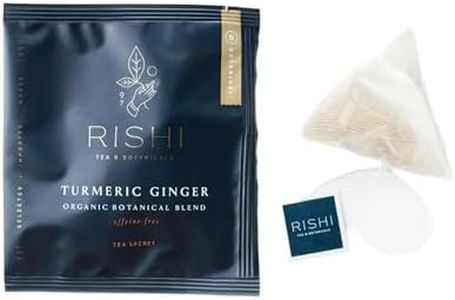 Rishi Tea Turmeric Ginger Herbal Tea - Organic Sachet Bags, Caffeine Free Ayurvedic Digestive Blend with Spicy Ginger & Citrus - 50 Count