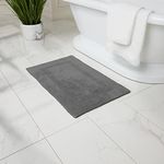 Fabstyles 100% Cotton Luxury Reversible Bath Rug | Ultra Absorbent Machine Washable Mat for Bathrooms/Showers, 20"x32" Grey