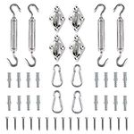 Tiberham Sun Shade Sail Hardware Kit, Heavy Duty Anti-Rust Rectangle/Square Shade Sail Installation for Patio Lawn and Garden (44 Pcs)