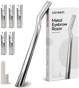 CAVEEM Eyebrow Razor, Face Razors for Women & Men, Dermaplane Razor for Face Exfoliation, Peach Fuzz Removal with 6 Blades (Matte Silver)