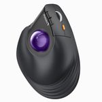 ProtoArc EM05 NL Vertical Wireless Trackball Mouse, Bluetooth Ergonomic Rollerball Mouse Rechargeable Computer Laptop Thumb Mouse, 3 Device Connection, for iPad, Mac, Windows, PC - Purple Ball