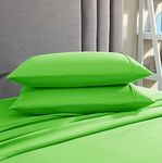 American Home Collection Pillow Case Set of 2 Double Brushed Microfiber Soft & Easy Care Pillowcases (Lime Green, Standard/Queen 20x30)