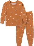 Modern Moments by Gerber Baby Hacci Snug Fit 2-Piece Pajama Set, Light Med Brown Cars, 12 Months