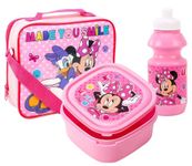 TDL Minnie Mouse Girls Pink Lunch Set Insulated School Lunch Bag Sandwich Box & Drinks Bottle Set for Kids, 810060