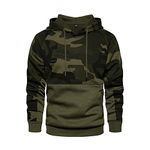 AOTORR Mens Hoodies Pullover Camo Hooded Sweatshirt Patchwork Top Long Sleeve Hoody Casual Tops with Pockets WY42 Army Green L