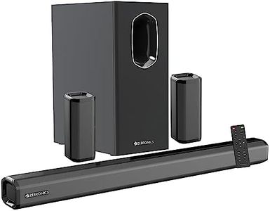 ZEBRONICS Juke BAR 7400 PRO 5.1 Channel soundbar with 6.5" subwoofer, 400W RMS, Dual Rear Satellites, HDMI (ARC), Optical in, AUX, BT v5.0, USB in, Remote Control,LED Display and Wall Mount(Black)