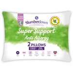 Slumberdown Anti Allergy Super Support Pillows 2 Pack - Firm Support Side Sleeper Pillows for Neck and Shoulder Pain Relief - Supportive, Hypoallergenic, UK Standard Size (48cm x 74cm)