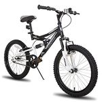 JOYSTAR Contender 20 Inch Full Dual-Suspension Mountain Bike for Kids Featuring Children Bicycles Steel Frame and 1-Speed Drivetrain with 20-Inch Wheels Kickstand Included Black