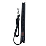 19" 1U Rack Mount PDU Power Strips 6 or 8 Outlet Mountable Power Strip, Wall Mount Outlet Power Strip Heavy Duty, Wide Spaced 15A 125V 1875W, 6 FT SJT 14AWG Power Cord (6FT) (6 Outlet)