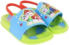 Paw Patrol Boy's and Girl's Mismatch Slide Sandal,Chase,Marshall,Skye Everest,with BackStrap,Toddler Size 6 to 11, Blue/Green, 7-8 Toddler