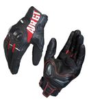 Rynox Air GT 2 Gloves | Short-Cuff Motorcycle Riding Gloves with Impact Protection | Black Red, Large