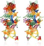 QUECY® Handwoven Long Flower Tassel Earrings for Women