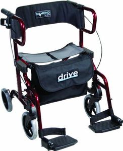 Drive Medical 745R Diamond Déambulateur/fauteuil roulant de transfert avec repose-pieds