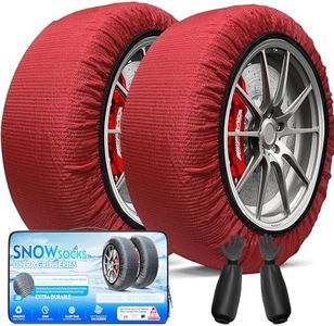 K-Musculo Snow Socks for Tires, Snow Socks Snow for Car SUV Pickup Easy to Use, Ultimate Grip, Washable.100 KM Safely In The Snow, EU EN-16662-1 Certififed(2 PACKS)-Red XXXL