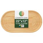 Charity Leaf Disposable Palm Leaf Trays Like Bamboo EXTRA Large Serving Trays and Platters | Weddings, Charcuterie Boards, BBQs, and Parties | 22" x 12" Inch Oval (10 Trays)