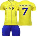 SPORTYWAY AL-NASR Ronaldo 7 Kids Football Jersey Set T-Shirt and Short KAFD (6-7y, Yellow)