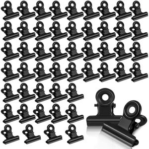 50 Pièces Pince Bulldog, 22mm Bulldog Clips Métal Bureau Binder Clips Mini Pinces à Photo Pinces à Papier, pour Photos, Fournitures de Bureau à Domicile (Noir 50)