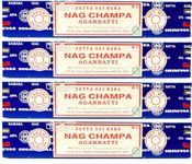 Satya Nag Champa Incense Sticks 15 Grams x 4 Packs | For Meditation, Yoga, Healing, Aromatherapy, Relxation, Spirituality |