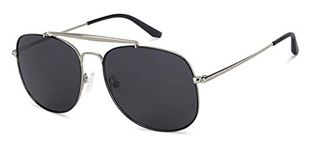 John Jacobs Silver Grey Square Polarized & UV Protected Sunglasses For Men & Women (Medium) - JJ S13076