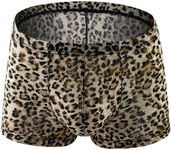 Panegy Sexy Boxer Shorts for Mens Leopard Sleep Shorts Stretch Lounge Thongs Breathable Low Rise G-String Lingerie 2XL
