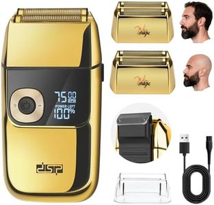DSP® Bald Shaver for Men Shavers for Men 2 in1 Barber Shaver with Precision Trimmer 3-Speed Electric Razor with LED Digital Display Stainless Steel (Gold)