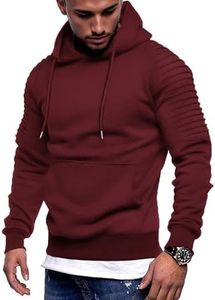 COOFANDY Men's Workout Hoodie Lightweight Gym Athletic Sweatshirt Fashion Pullover Hooded with Pocket Burgundy L