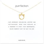 LANG XUAN Friendship Cute Cat Necklace Lucky Horseshoe Message Card Key Circle Pendant Necklace for Women Gift Card (Gold Cat)