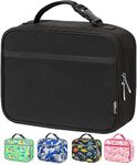 HOMESPON Lunch Box for Kids Girls Boys Insulated Lunch Bag with Front Pocket Lunch Snack Holder for School Daycare Picnic(Black)