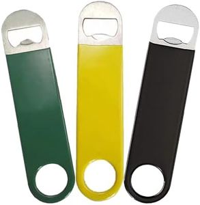 3 Pack 7" Heavy Duty Stainless Steel Flat Bottle Opener, Flat Bottle Opener, Solid and Durable Beer Opener, Multiple Colors Available (Black Green Yellow)