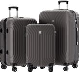 AnyZip Luggage Sets 3 Piece Hard Shell PC+ABS Expandable Lightweight Durable Travel Suitcase with Spinner Wheels TSA Lock, 20" 24" 28", Gray