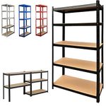 Garage Shelving Units - Metal Storage Shelve 5 Tier Black Adjustable Shelving Shelf Racking Unit Storage Rack, 875KG Capacity, Metal Shelves Boltless Rack for Workshop, Shed, Office, 180 x 90 x 40cm