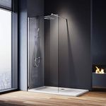 ELEGANT 800mm Wet Room Shower Screen Panel 8mm Easy Clean Glass Walk in Shower Enclosure