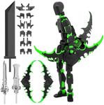 Assembled Lucky 13 Action Figures, Titan 13 Action Figure,3D Printed T13 Action Figure Multi-Jointed Movable, Dummy Hand Painted Figure, Desktop Decorations Game Gifts, (Black-Green)