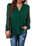 Beluring Long Sleeve T Shirts Women Longline V Neck Blouse Lightweight Swing Tunic Dark Green Size 18 20