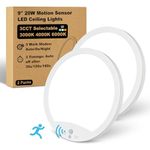 20W 9Inch Motion Sensor LED Ceiling Lights Indoor Hard-wired, Adjustable Color Temperature 3000K 4000K 6000K, Motion Activated Flush Mount Light Fixtures with 3 Light Modes for Closet Hallway, 2 Packs